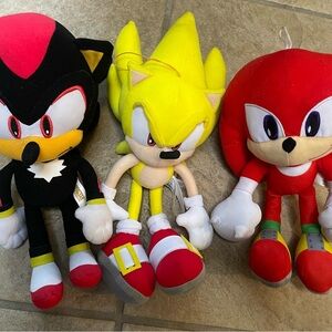 Sonic the Hedgehog Plush Toy Set - Shadow, Super sonic, and Knuckles